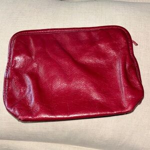HOBO Red Leather Beauty Cosmetic Pouch